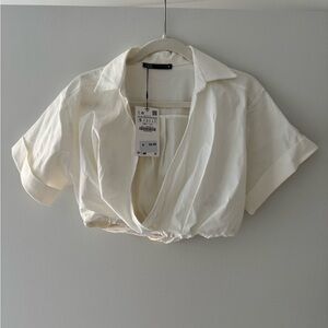 Zara White Crop Top Chic Essential